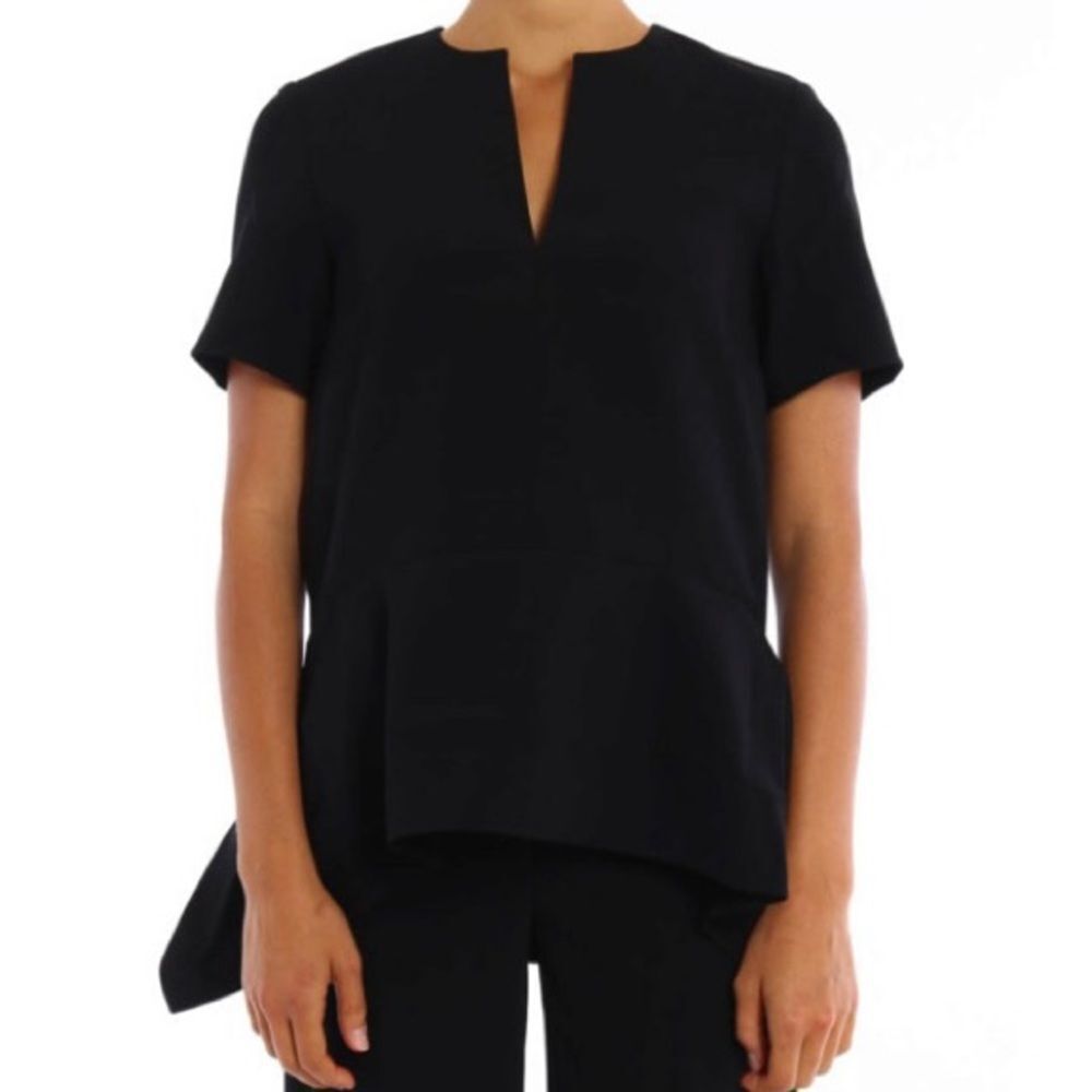 T By Alexander Wang Black‎ Asymmetric Flounce Crepe Blouse Sz 6